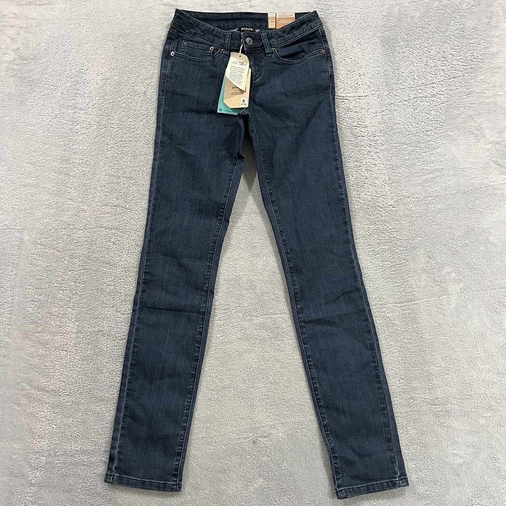 prAna Kayla Jean Indigo Blue Organic Cotton Stretch Denim Slim Pants Women 00 24
